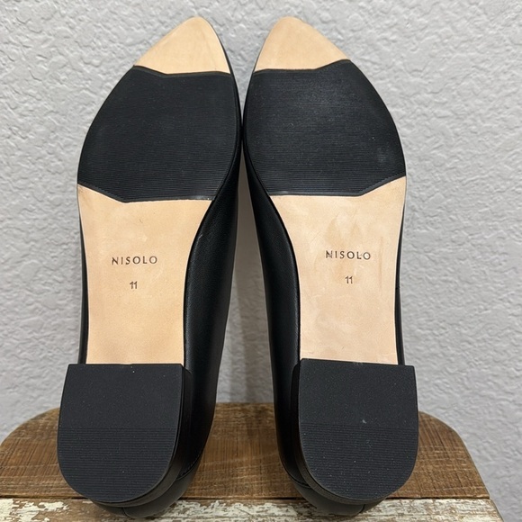 Nisolo Fina Black Leather Pointed Toe Flat Size 11 - Picture 10 of 11